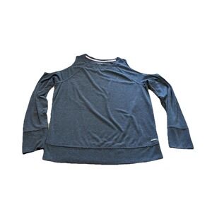 Calvin Klein Performance Women's Cut Out Cold Shoulder Dark Heather Gray Top XL